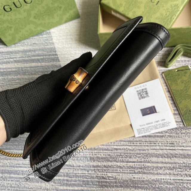 Gucci新款女包 古馳WOC黑色全皮小挎包 竹節鎖扣 Gucci2021新款鏈條錢包 658243  ydg3027